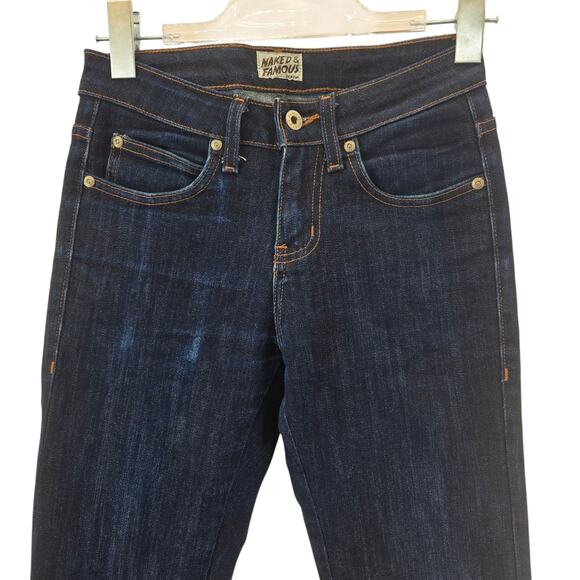 Naked & Famous Jeans Mens 27 Raw Japanese Denim Dark Wash Indigo Power Stretch - Picture 2 of 13